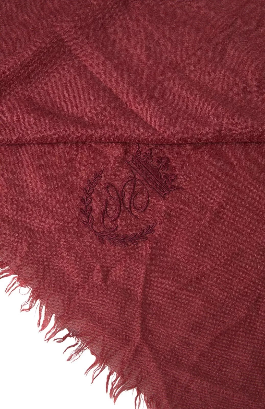 Dolce & Gabbana Maroon Cashmere Knit Wrap Shawl Fringe Scarf by Dolce & Gabbana