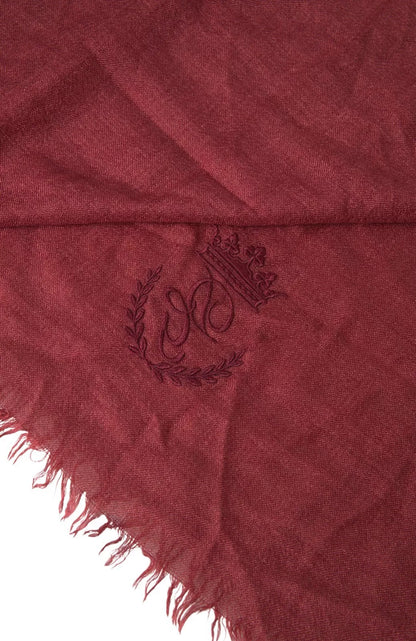 Dolce & Gabbana Maroon Cashmere Knit Wrap Shawl Fringe Scarf by Dolce & Gabbana