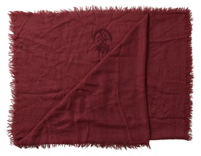 Dolce & Gabbana Maroon Cashmere Knit Wrap Shawl Fringe Scarf by Dolce & Gabbana