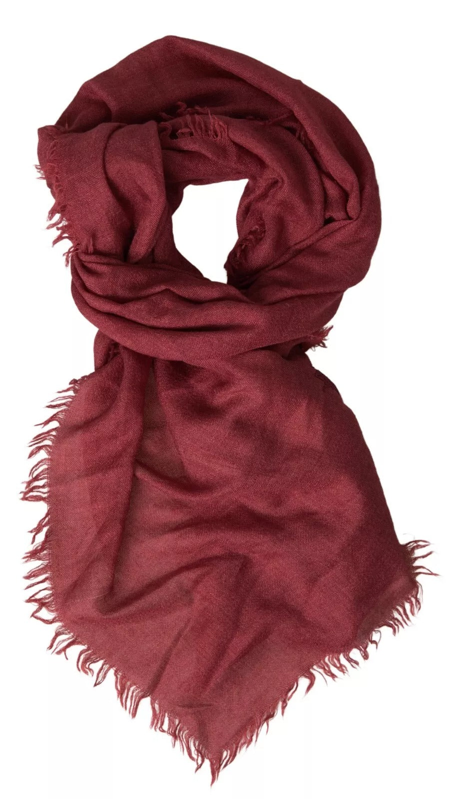 Dolce & Gabbana Maroon Cashmere Knit Wrap Shawl Fringe Scarf by Dolce & Gabbana