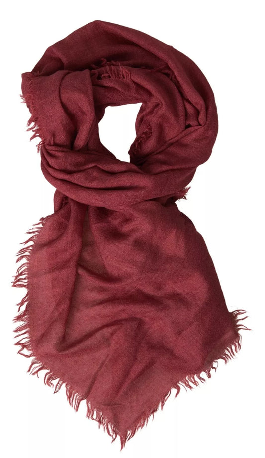 Dolce & Gabbana Maroon Cashmere Knit Wrap Shawl Fringe Scarf by Dolce & Gabbana