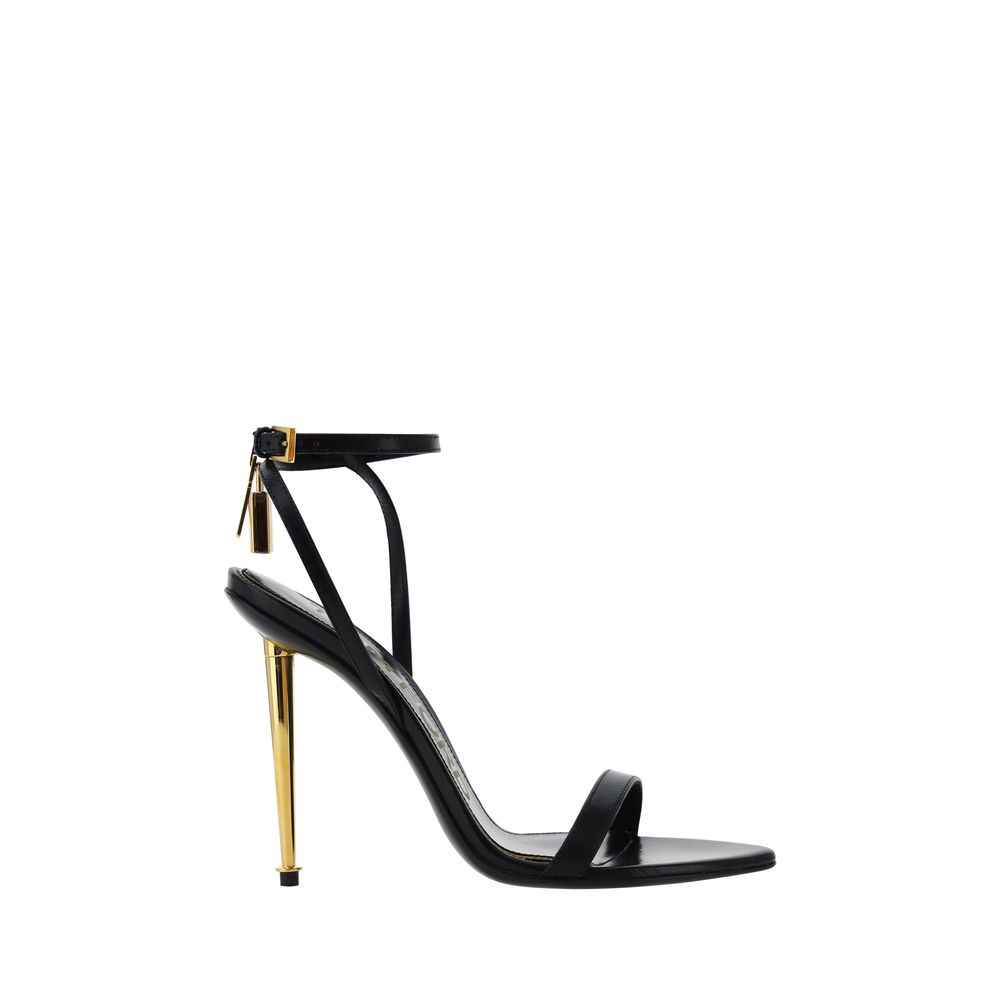 Tom Ford Sandals Calfskin Metallic Stiletto Heel Open Toe