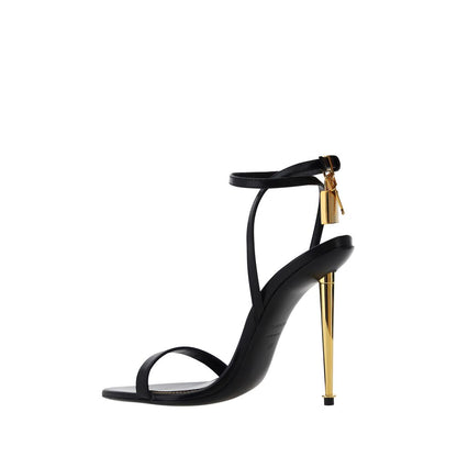 Tom Ford Sandals Calfskin Metallic Stiletto Heel Open Toe