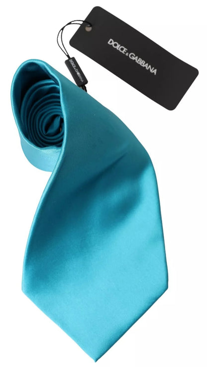 Cravate large pour homme Dolce &amp; Gabbana bleu clair 100 % soie