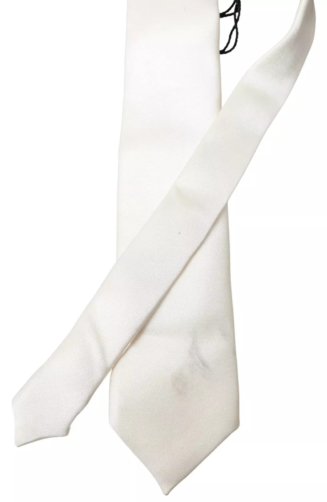 Cravate classique en satin de soie blanc cassé Dolce &amp; Gabbana pour homme