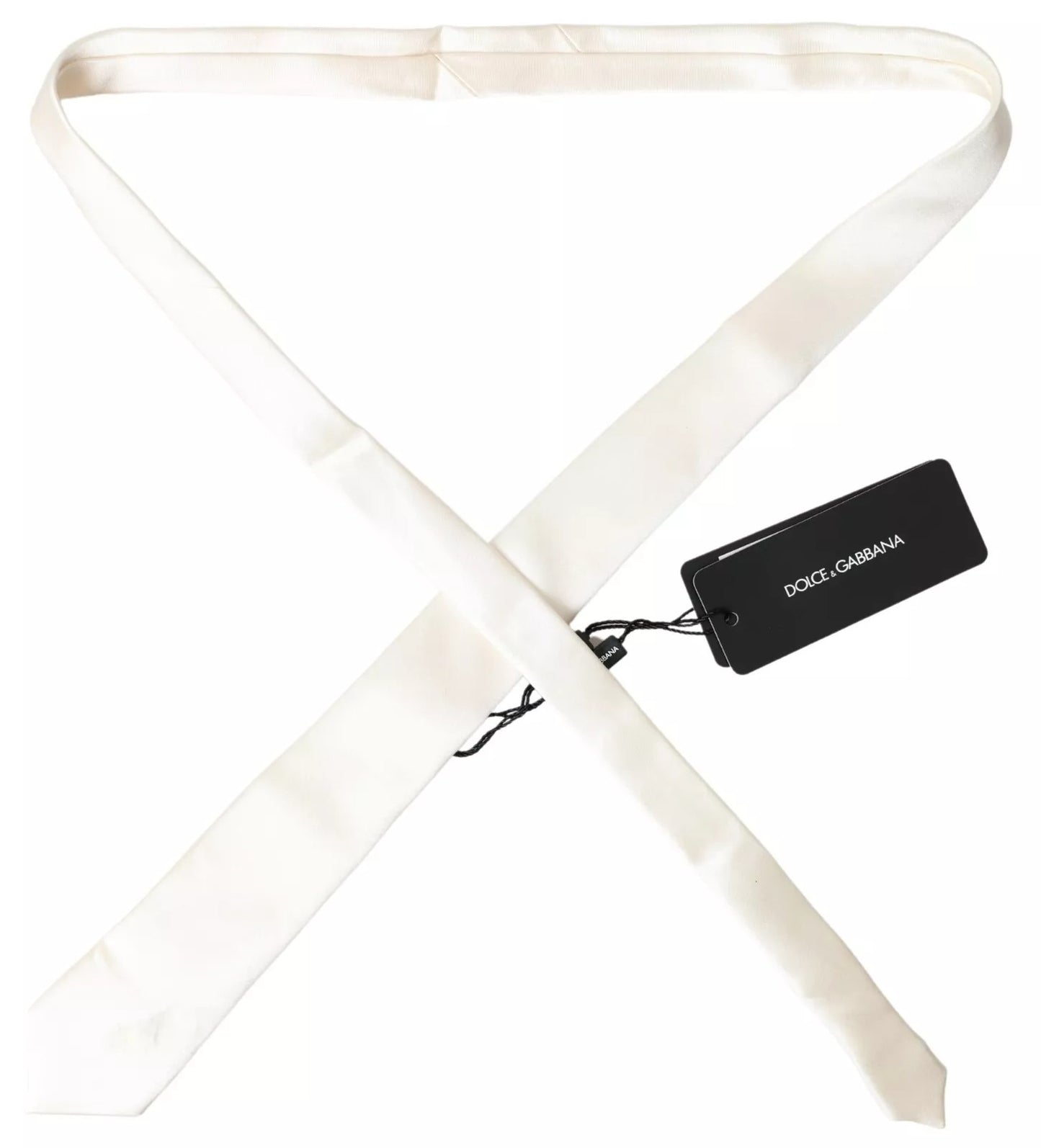 Cravate classique en satin de soie blanc cassé Dolce &amp; Gabbana pour homme