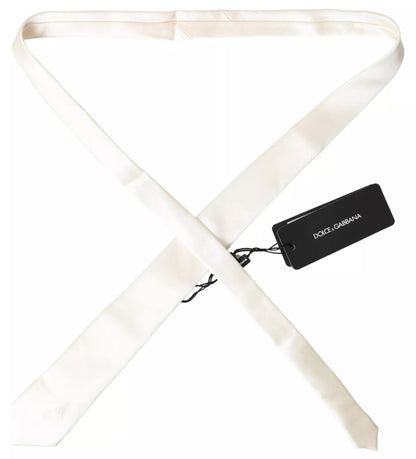 Cravate classique en satin de soie blanc cassé Dolce &amp; Gabbana pour homme