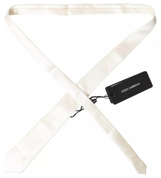 Cravate classique en satin de soie blanc cassé Dolce &amp; Gabbana pour homme