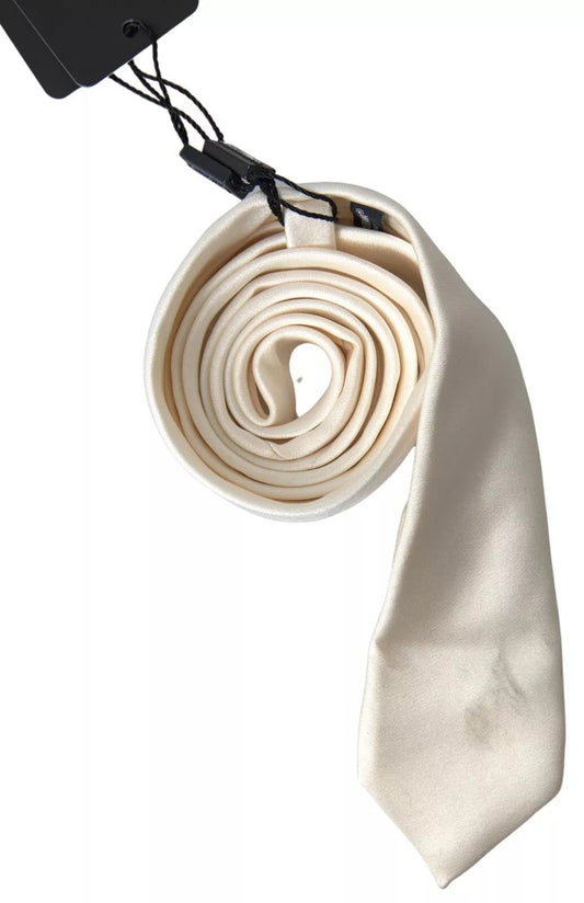 Cravate classique en satin de soie blanc cassé Dolce &amp; Gabbana pour homme