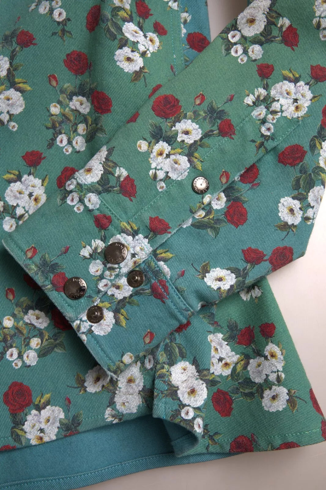 Dolce & Gabbana Blue Floral Cotton Button Down Denim Shirt by Dolce & Gabbana