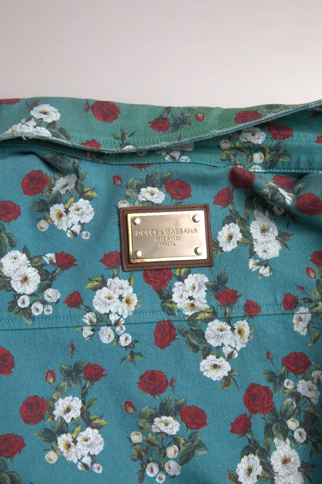 Dolce & Gabbana Blue Floral Cotton Button Down Denim Shirt by Dolce & Gabbana
