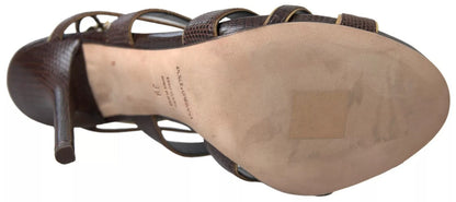 Dolce & Gabbana Brown Ankle Strap Stiletto Heels Sandals Shoes by Dolce & Gabbana