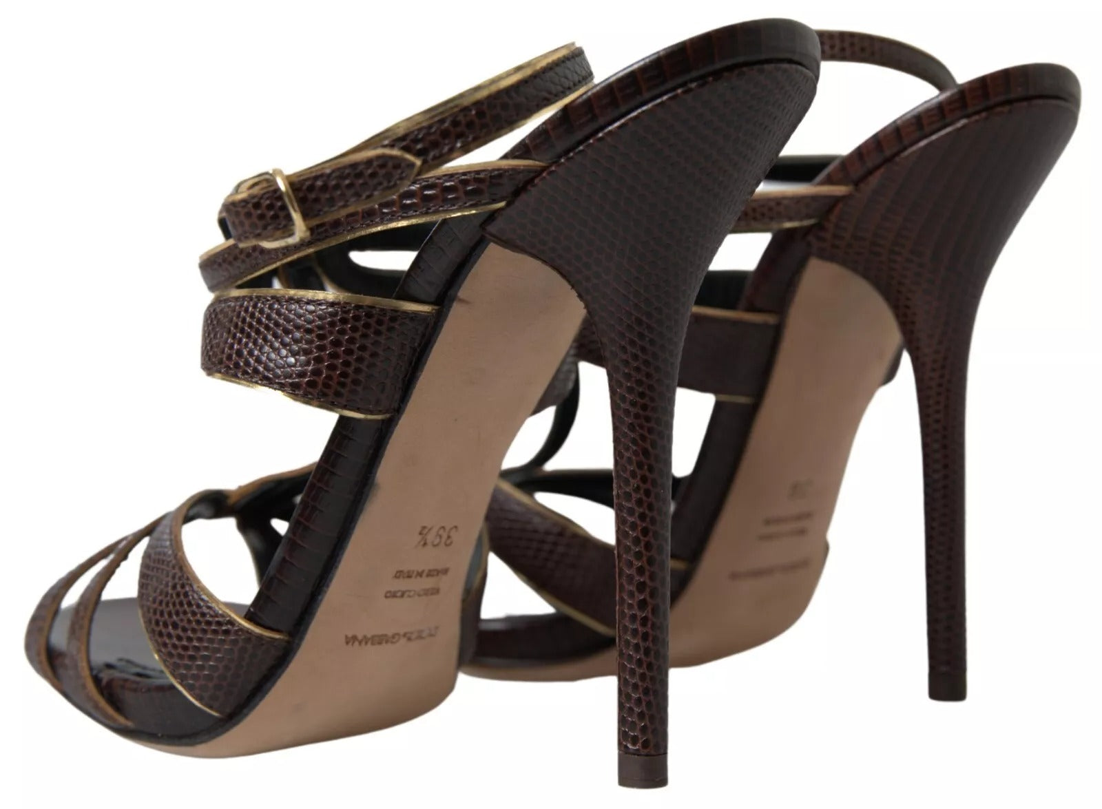 Dolce & Gabbana Brown Ankle Strap Stiletto Heels Sandals Shoes by Dolce & Gabbana