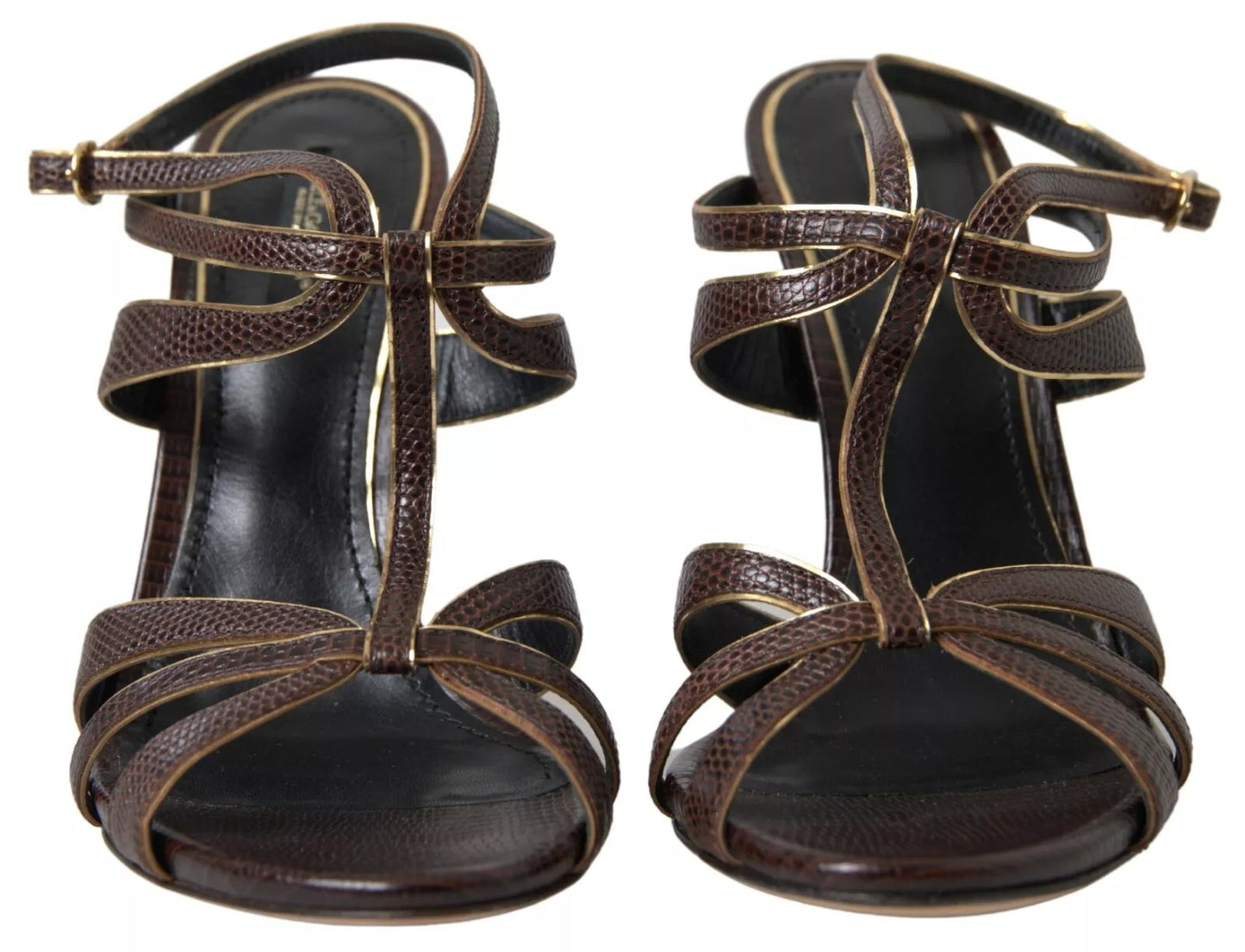 Dolce & Gabbana Brown Ankle Strap Stiletto Heels Sandals Shoes by Dolce & Gabbana