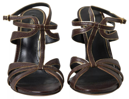 Dolce & Gabbana Brown Ankle Strap Stiletto Heels Sandals Shoes by Dolce & Gabbana