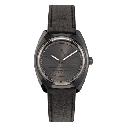 Montre Adidas en cuir noir