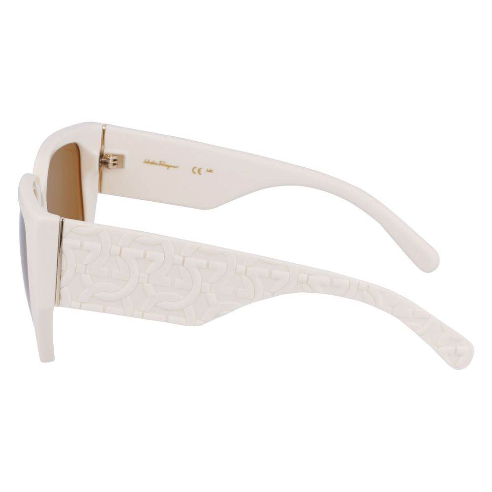 Ferragamo White Bio Injected Sunglasses by Ferragamo