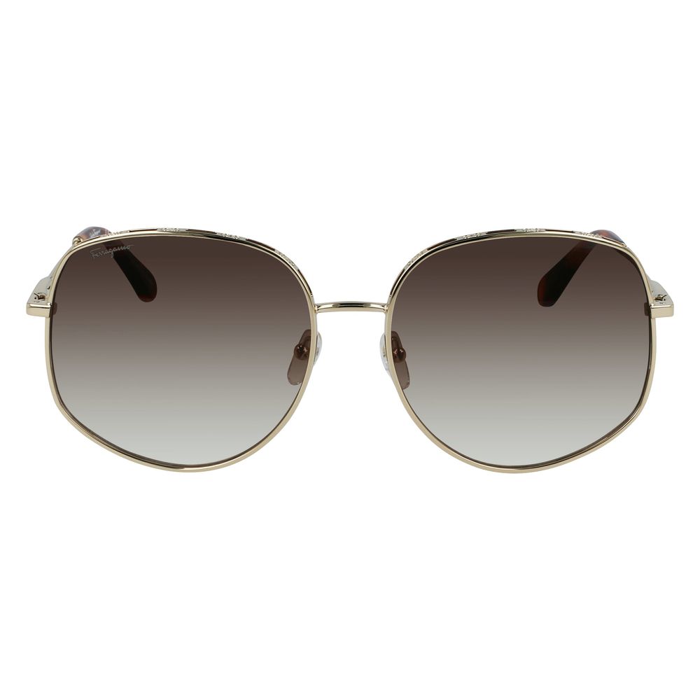 Lunettes de soleil en métal doré Salvatore Ferragamo