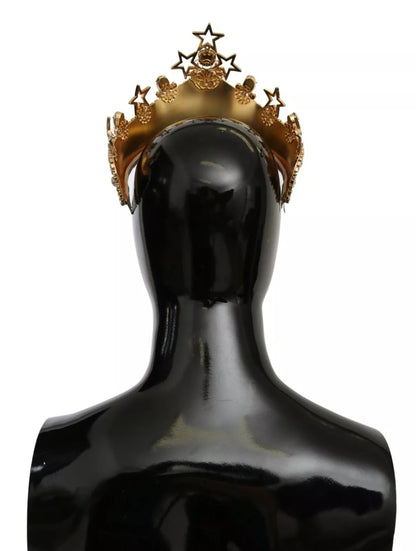 Dolce &amp; Gabbana Or Cristal Étoile STRASS Couronne Logo Tiare Diadème