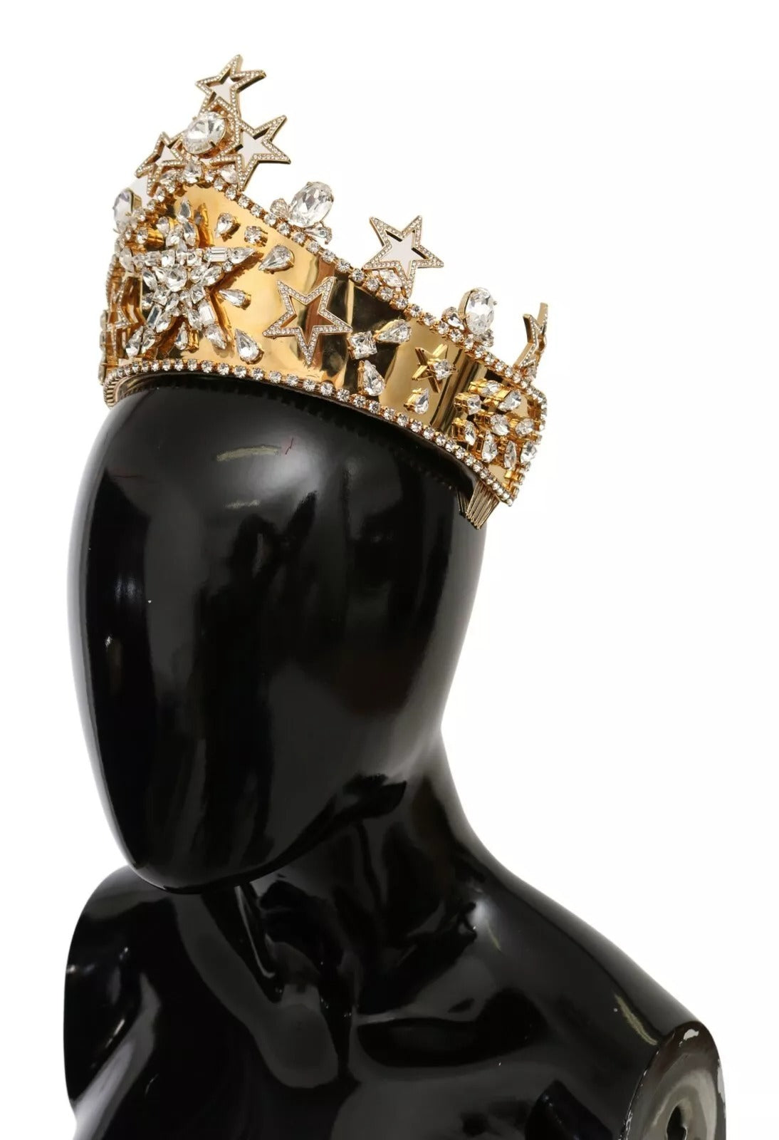 Dolce &amp; Gabbana Or Cristal Étoile STRASS Couronne Logo Tiare Diadème