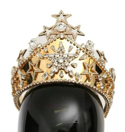 Dolce &amp; Gabbana Or Cristal Étoile STRASS Couronne Logo Tiare Diadème