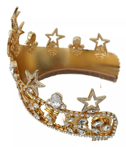 Dolce &amp; Gabbana Or Cristal Étoile STRASS Couronne Logo Tiare Diadème