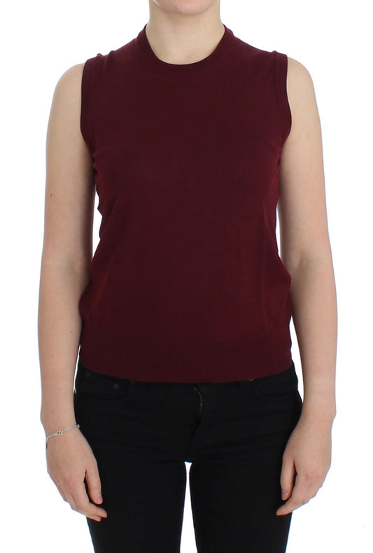 Dolce &amp; Gabbana Élégant cardigan sans manches en laine rouge