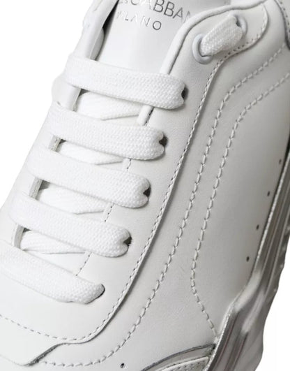 Dolce & Gabbana White Silver Daymaster Leather Sneakers Shoes by Dolce & Gabbana