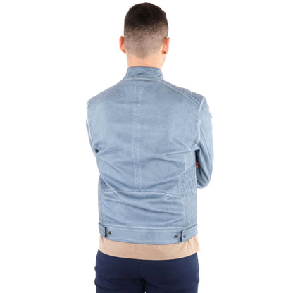Yes Zee Light Blue Polyethylene Men Jacket by Yes Zee