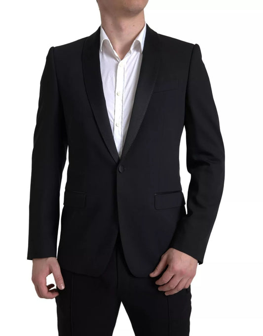 Blazer MARTINI en laine noire à simple boutonnage Dolce &amp; Gabbana