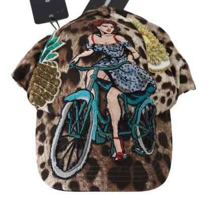 Casquette de baseball élégante à paillettes léopard Dolce &amp; Gabbana