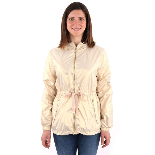 Yes Zee Beige Nylon Jackets &amp; Coat