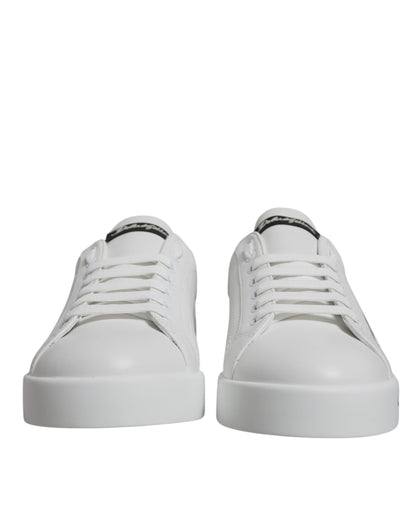 Dolce & Gabbana White Black Logo Portofino Sneaker Shoes by Dolce & Gabbana
