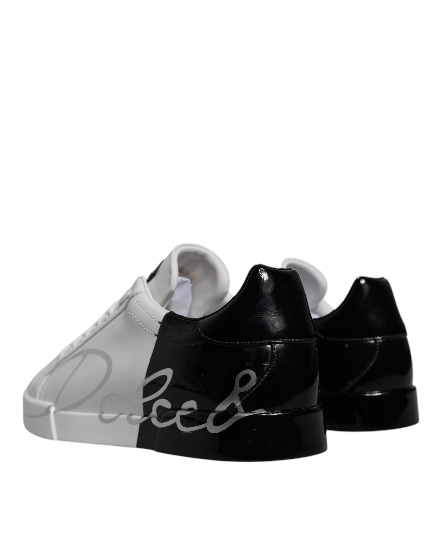 Dolce & Gabbana White Black Logo Portofino Sneaker Shoes by Dolce & Gabbana