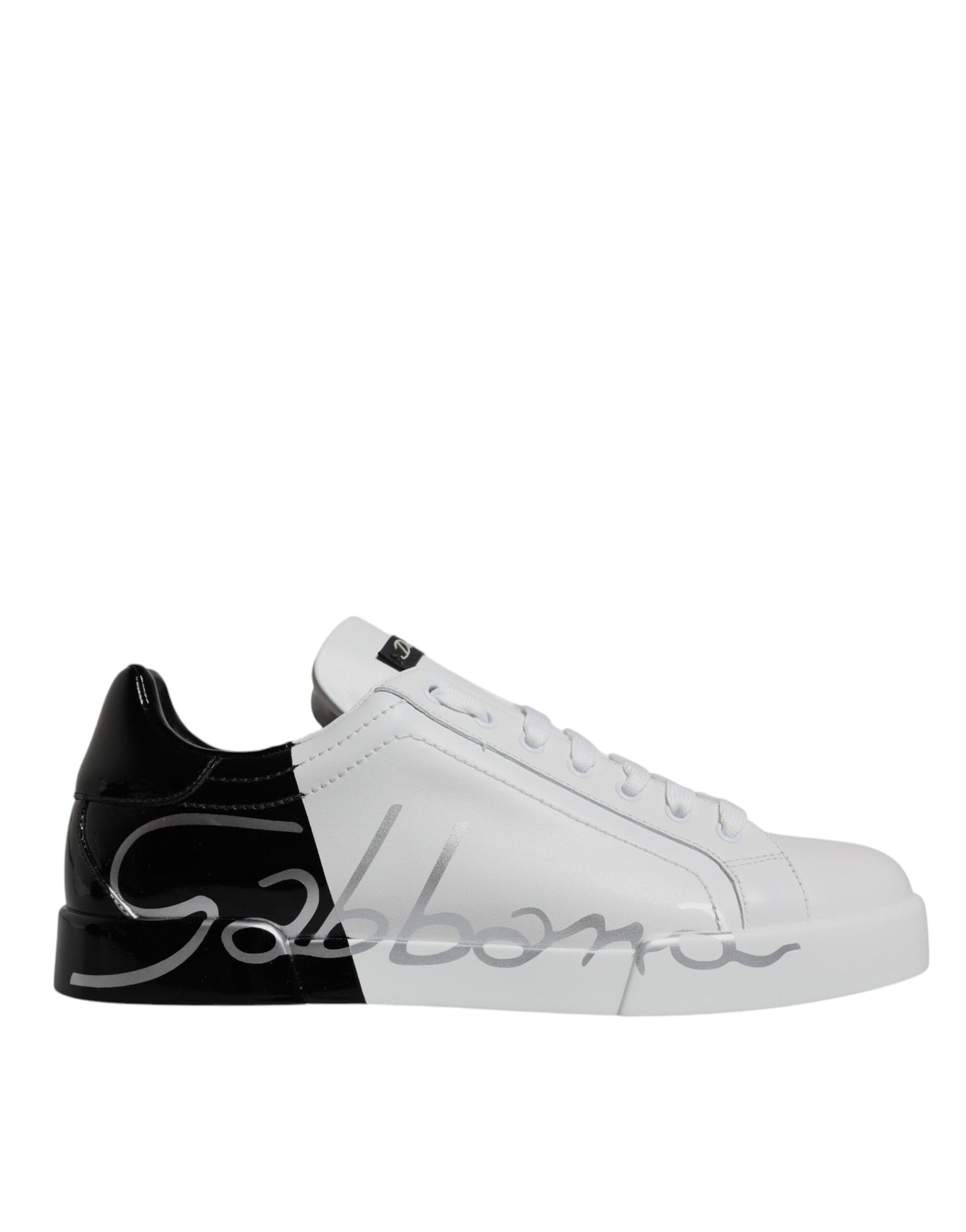 Dolce & Gabbana White Black Logo Portofino Sneaker Shoes by Dolce & Gabbana