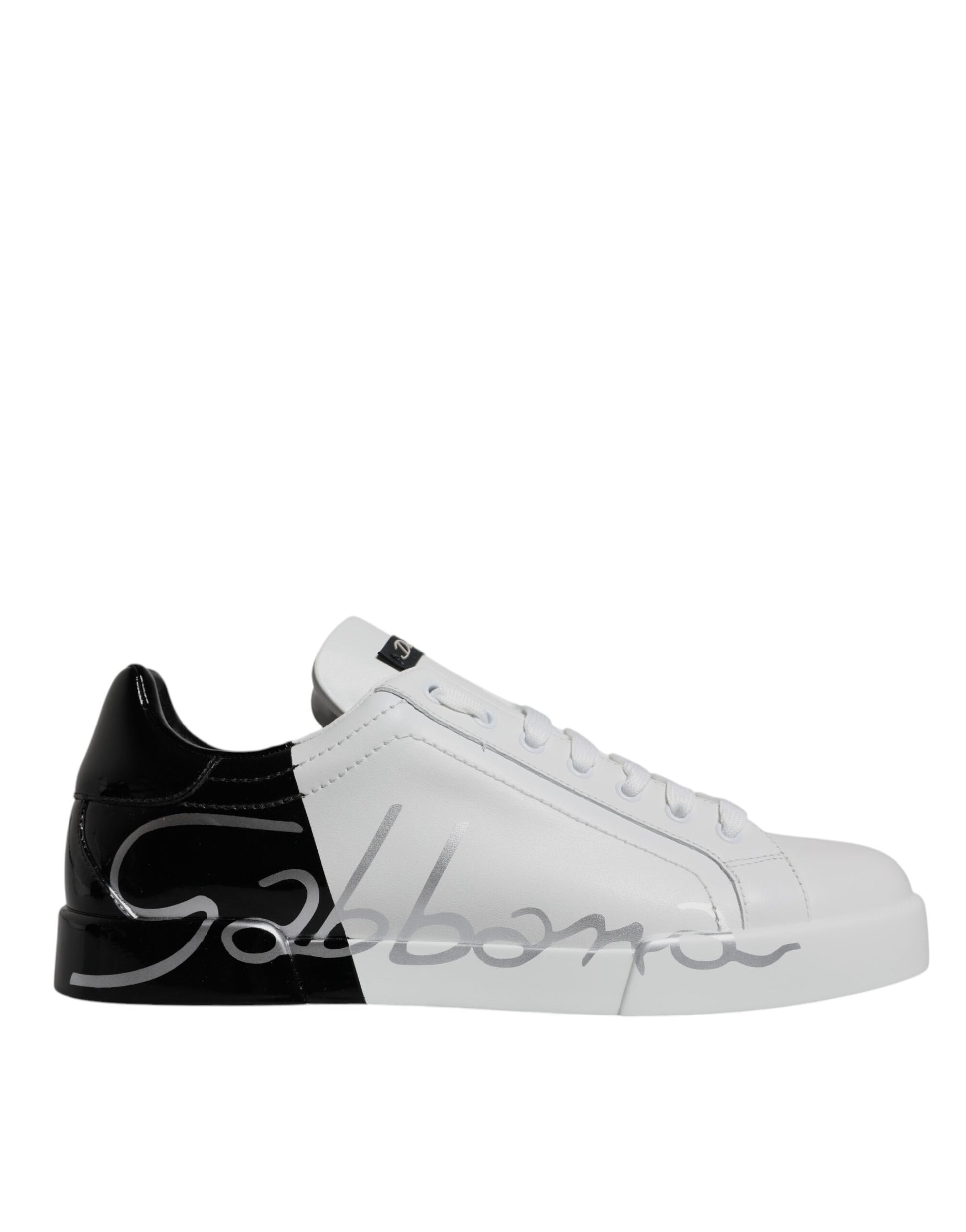 Dolce & Gabbana White Black Logo Portofino Sneaker Shoes by Dolce & Gabbana