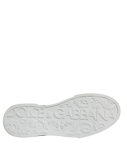 Dolce & Gabbana White Black Logo Portofino Sneaker Shoes by Dolce & Gabbana