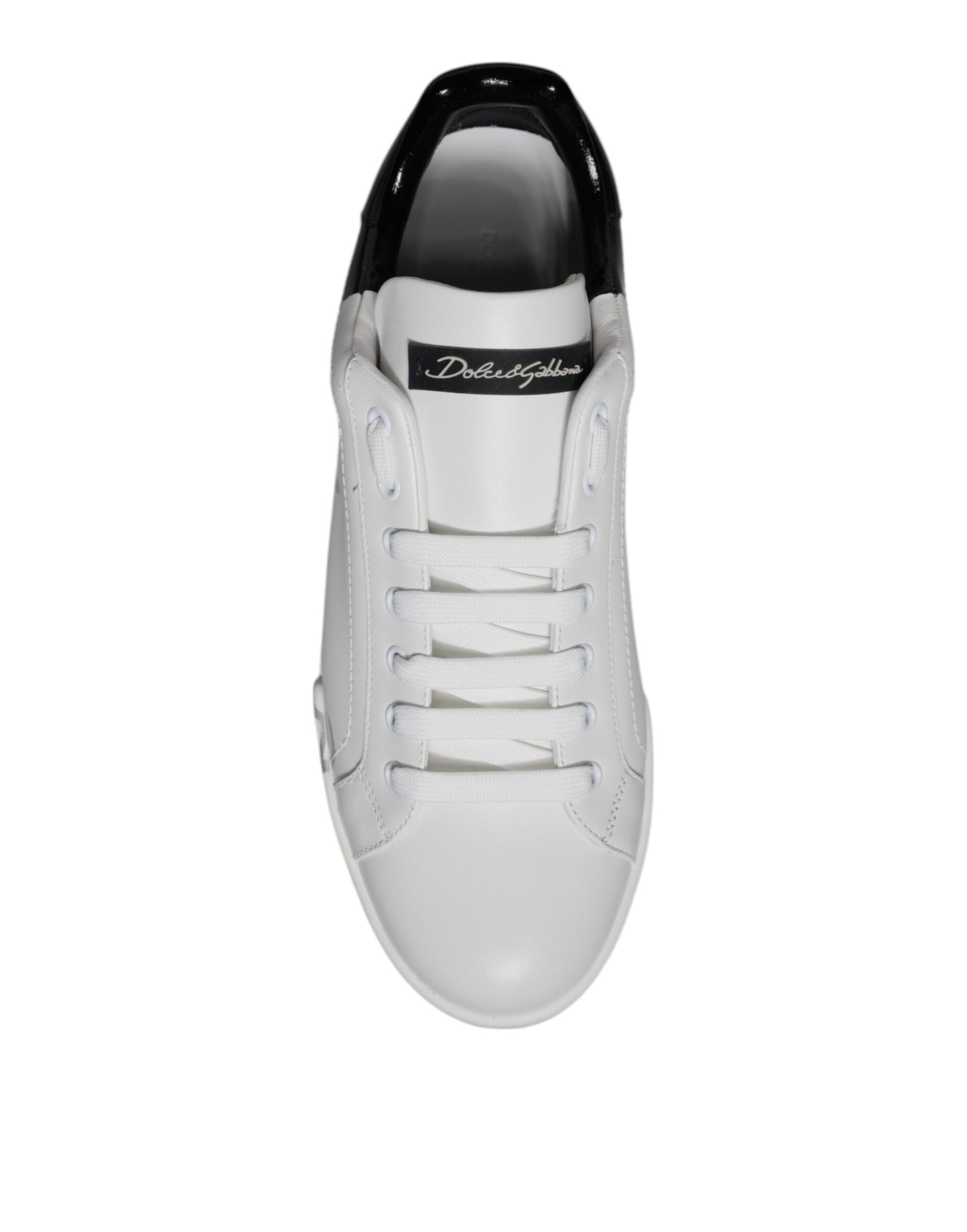 Dolce & Gabbana White Black Logo Portofino Sneaker Shoes by Dolce & Gabbana