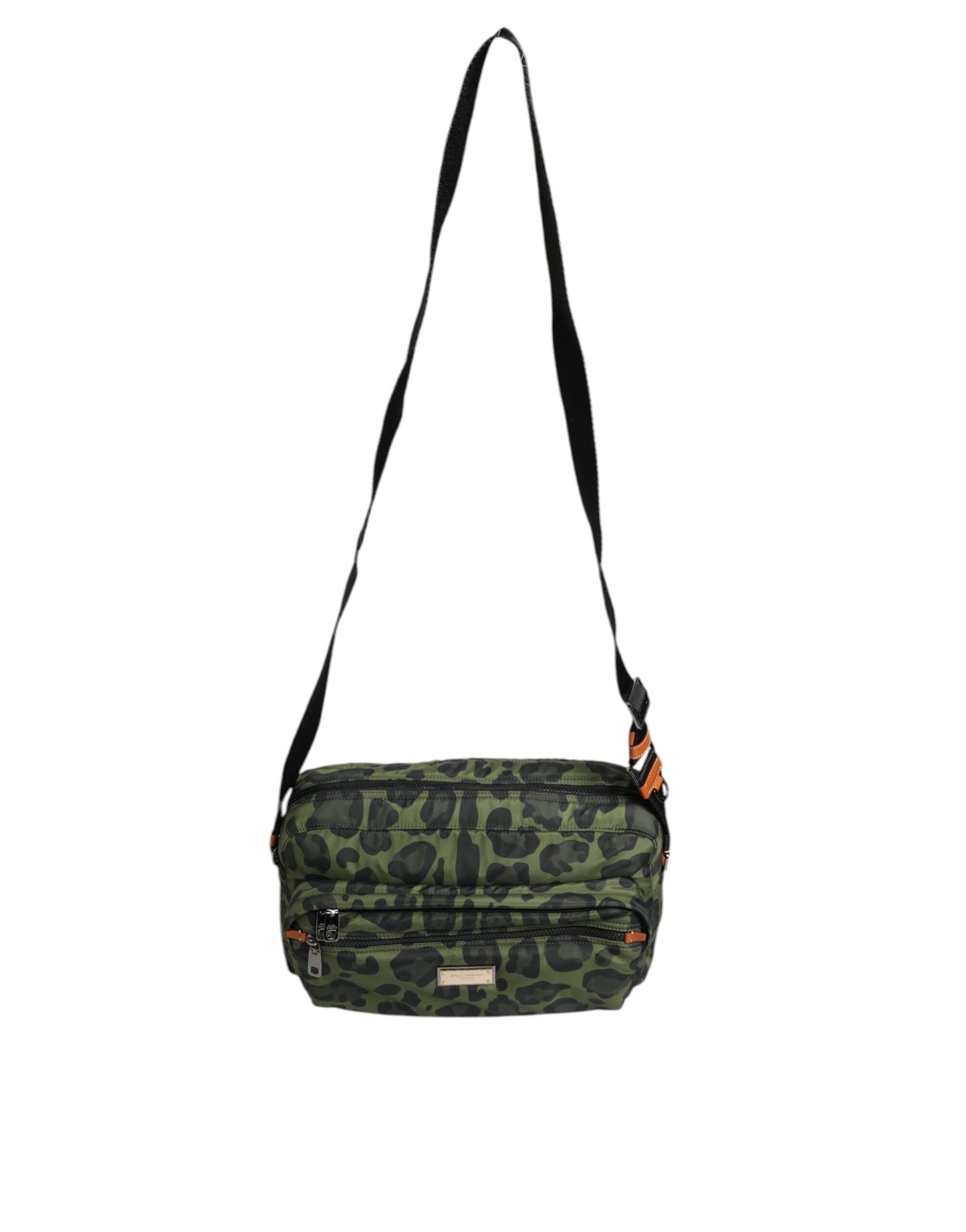 Dolce &amp; Gabbana Green Polyester Leopard Print Shell Messenger Bag