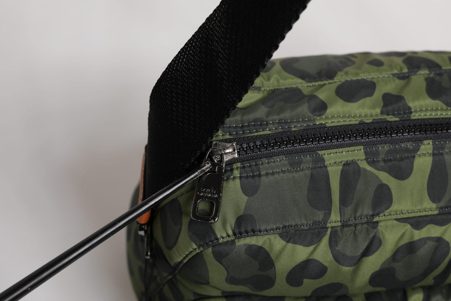 Dolce &amp; Gabbana Green Polyester Leopard Print Shell Messenger Bag