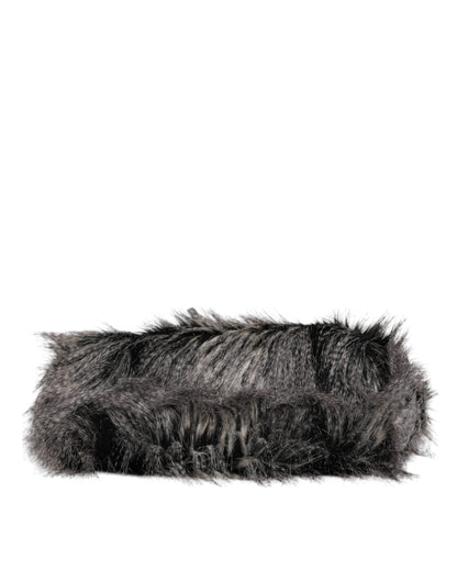 Sac cabas oversize en fausse fourrure noire Dolce &amp; Gabbana