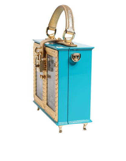 Sac à main Miss Dolce en cuir acrylique turquoise doré Dolce &amp; Gabbana