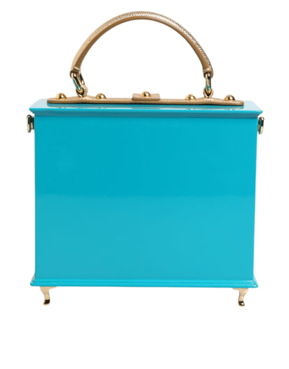 Sac à main Miss Dolce en cuir acrylique turquoise doré Dolce &amp; Gabbana
