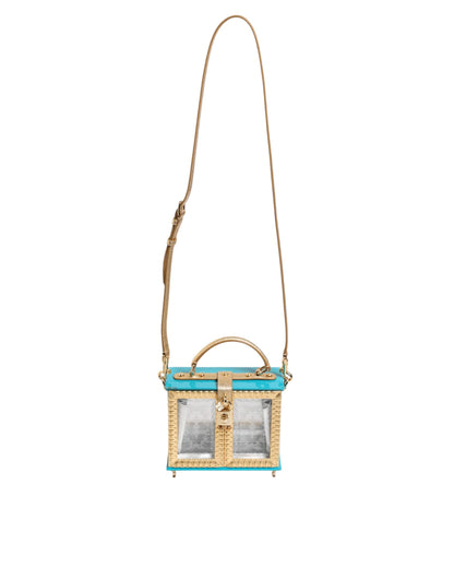 Sac à main Miss Dolce en cuir acrylique turquoise doré Dolce &amp; Gabbana