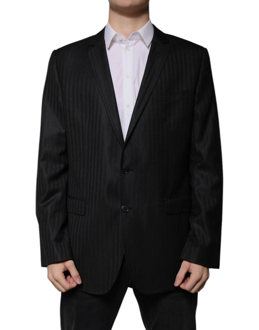 Blazer simple boutonnage en laine à rayures noires Dolce &amp; Gabbana
