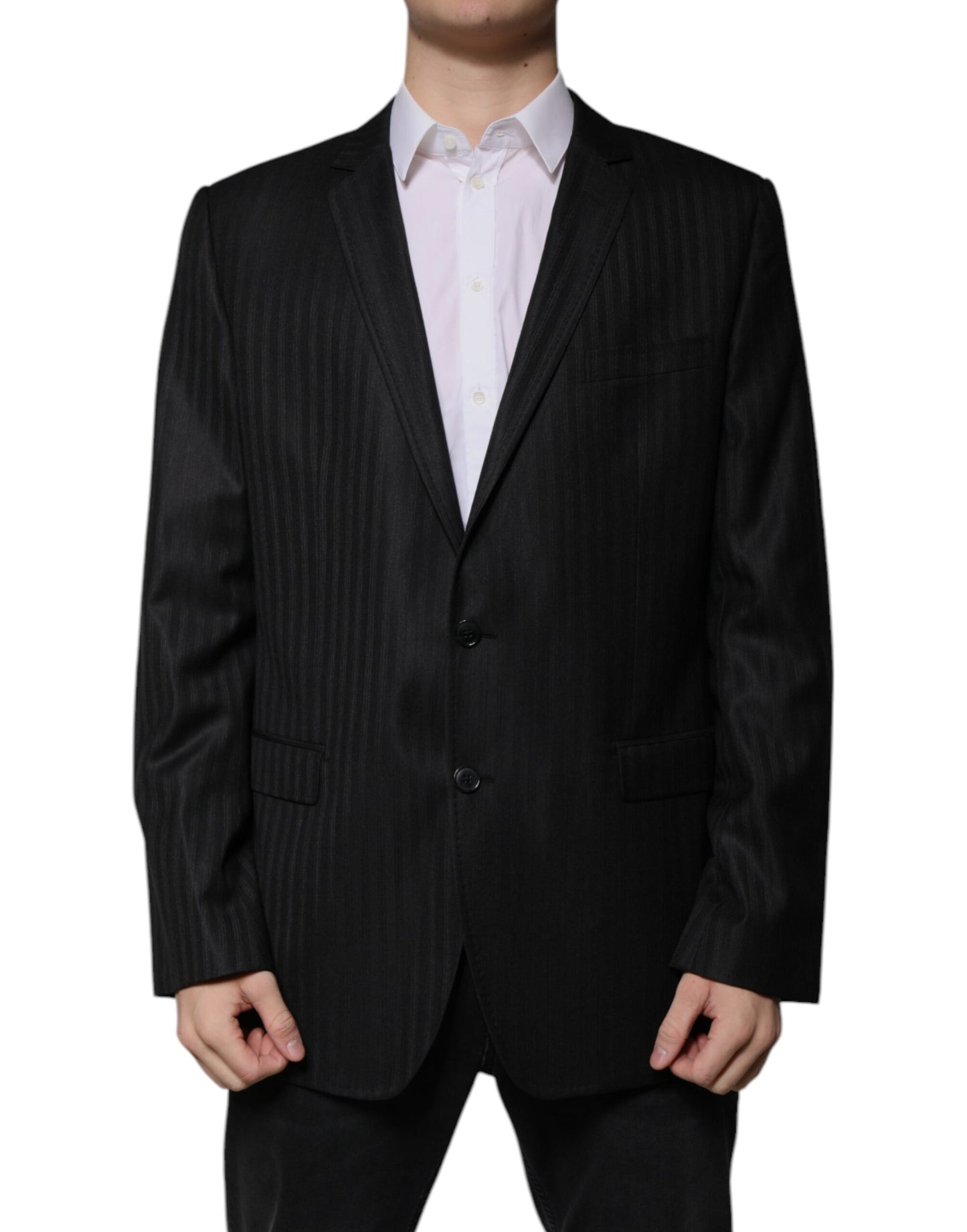 Blazer simple boutonnage en laine à rayures noires Dolce &amp; Gabbana
