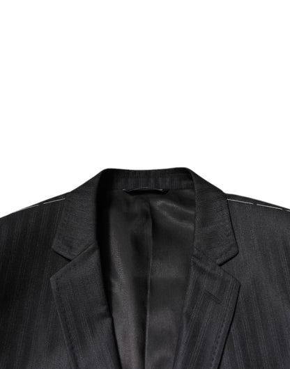 Blazer simple boutonnage en laine à rayures noires Dolce &amp; Gabbana