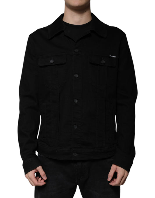 Dolce &amp; Gabbana Black DG Cotton Stretch Denim Jacket