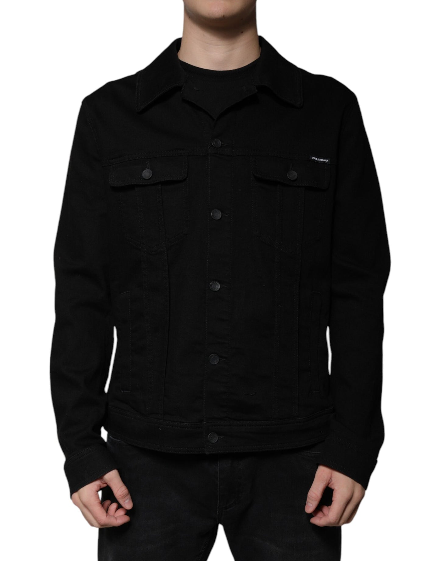 Dolce &amp; Gabbana Black DG Cotton Stretch Denim Jacket
