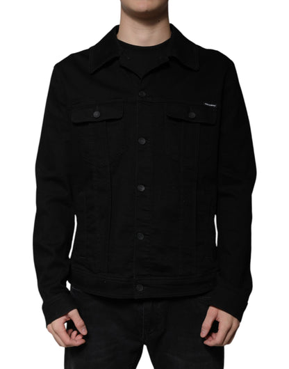 Dolce &amp; Gabbana Black DG Cotton Stretch Denim Jacket
